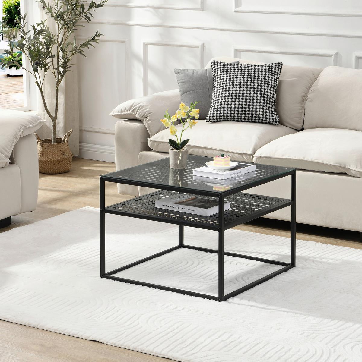 COUCHTISCH Schwarz L: 60cm - Schwarz, Design, Glas/Metall (60/60/45cm) - MID.YOU