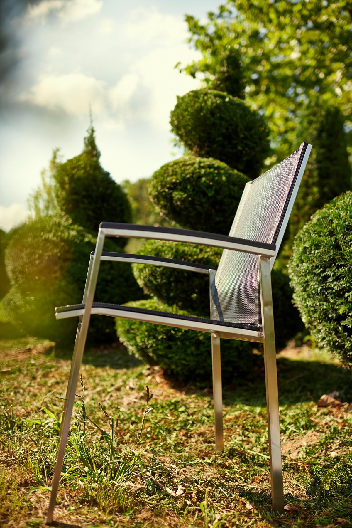 Gartenmöbel Set 7-Tlg. Auris Metall/Kunststoff/Holzdekor - Edelstahlfarben/Grau, Basics, Holzwerkstoff/Kunststoff (180+68/98/74cm) - Acamp