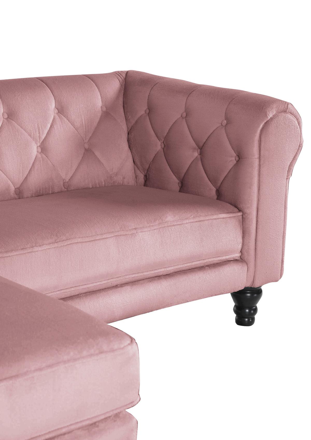 Ecksofa Jonte Rosa S: 160x260 cm - Dunkelbraun/Rosa, Design, Textil (160/260cm) - MID.YOU