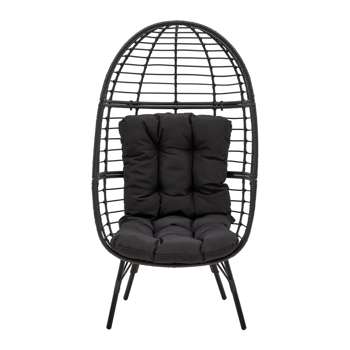 Relaxační křeslo NARA černá - černá, Moderní, kov/textil (77/145/67cm) - Bessagi Garden