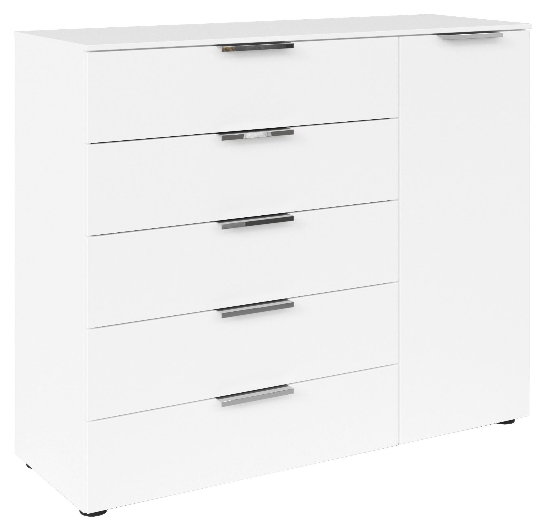 Kommode Flipp Weiß/chromfarben B: 120 Cm - Chromfarben/Schwarz, MODERN, Holzwerkstoff (120/100/42cm) - Rauch Möbel