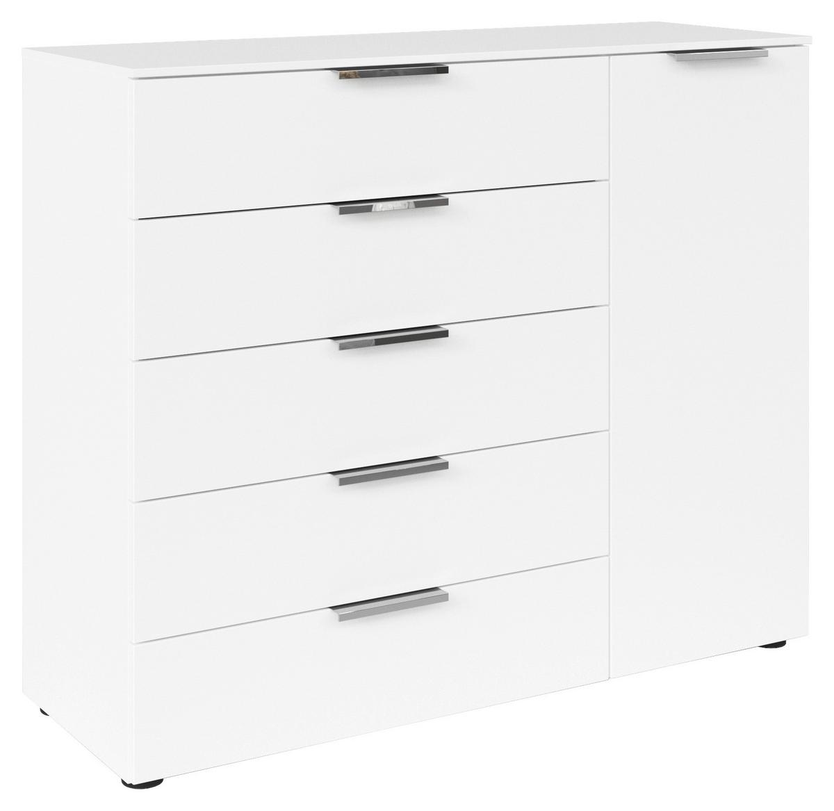 Kommode Flipp Weiß/chromfarben B: 120 Cm - Chromfarben/Schwarz, MODERN, Holzwerkstoff (120/100/42cm) - Rauch Möbel