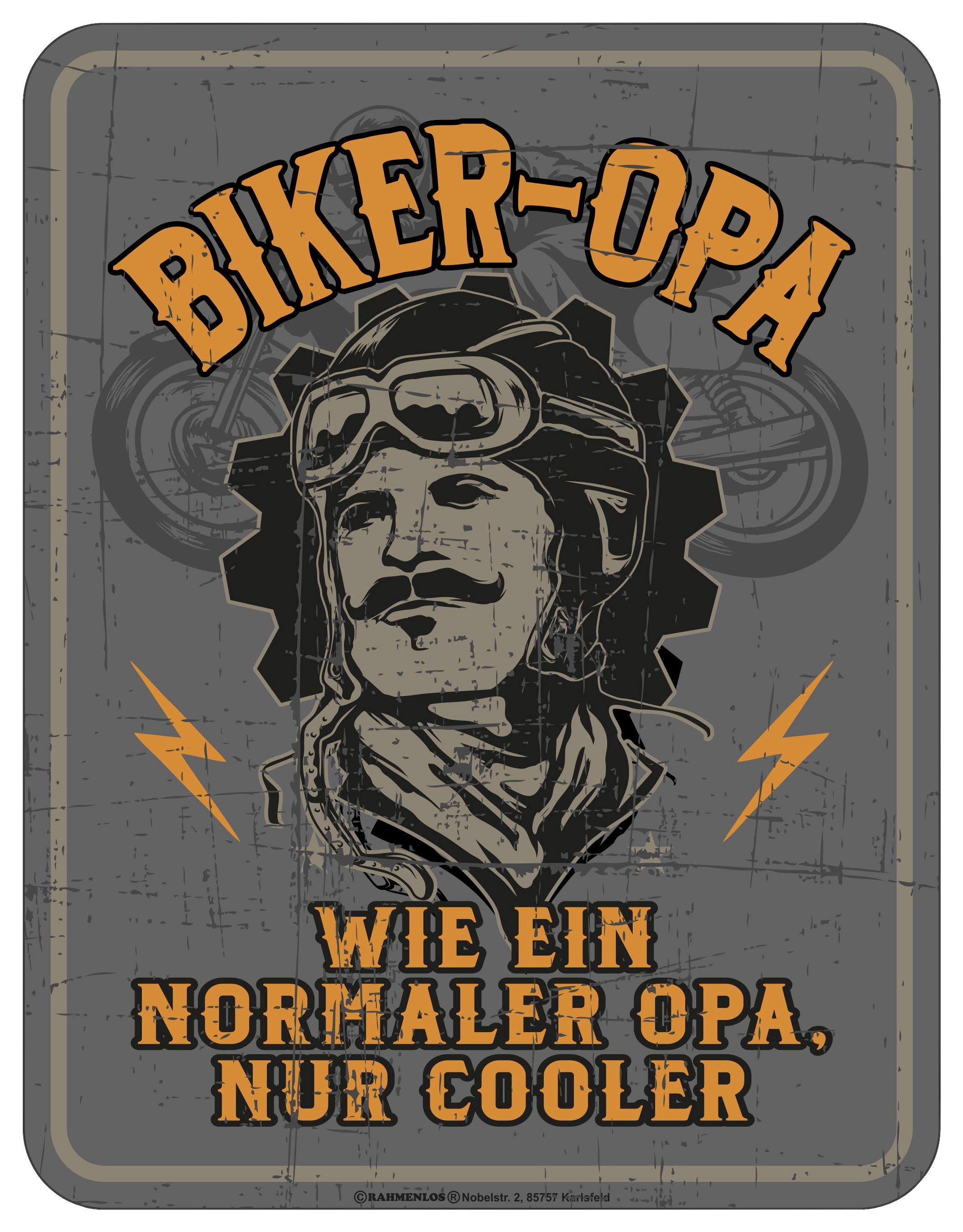 Dekoschild Biker Opa Multicolor 17x22 cm - Multicolor, Basics, Metall (17/22cm)