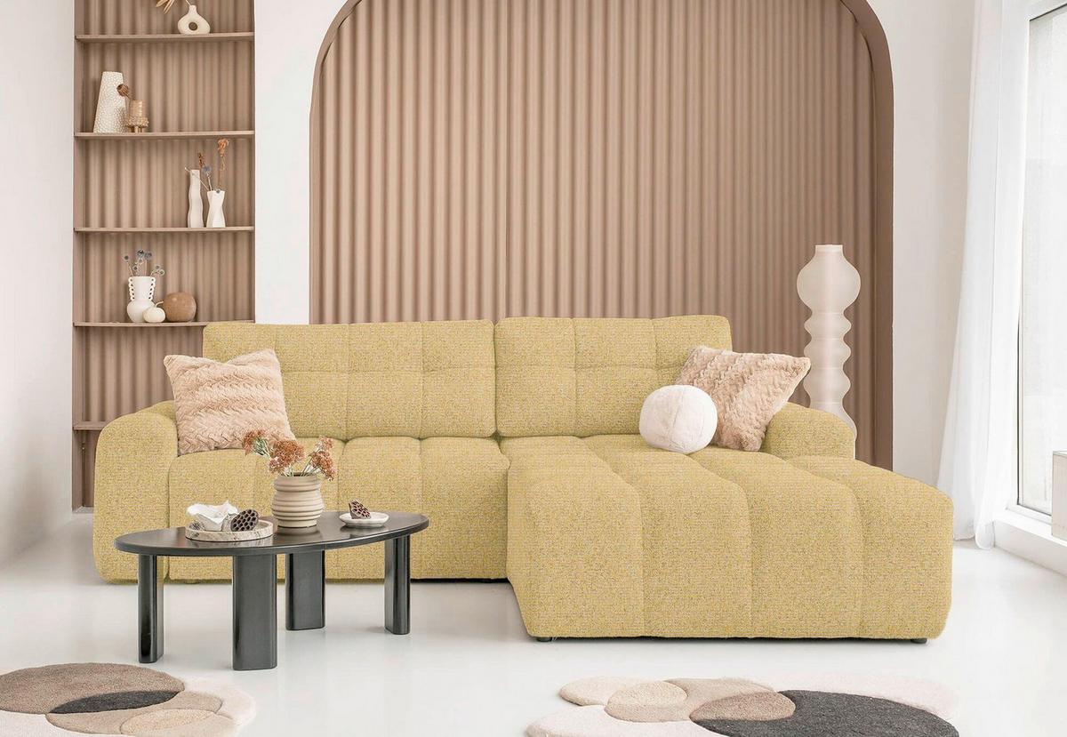Ecksofa Lulu Gelb S: 268x184cm - Gelb/Schwarz, Design, Textil (268/184cm) - MID.YOU