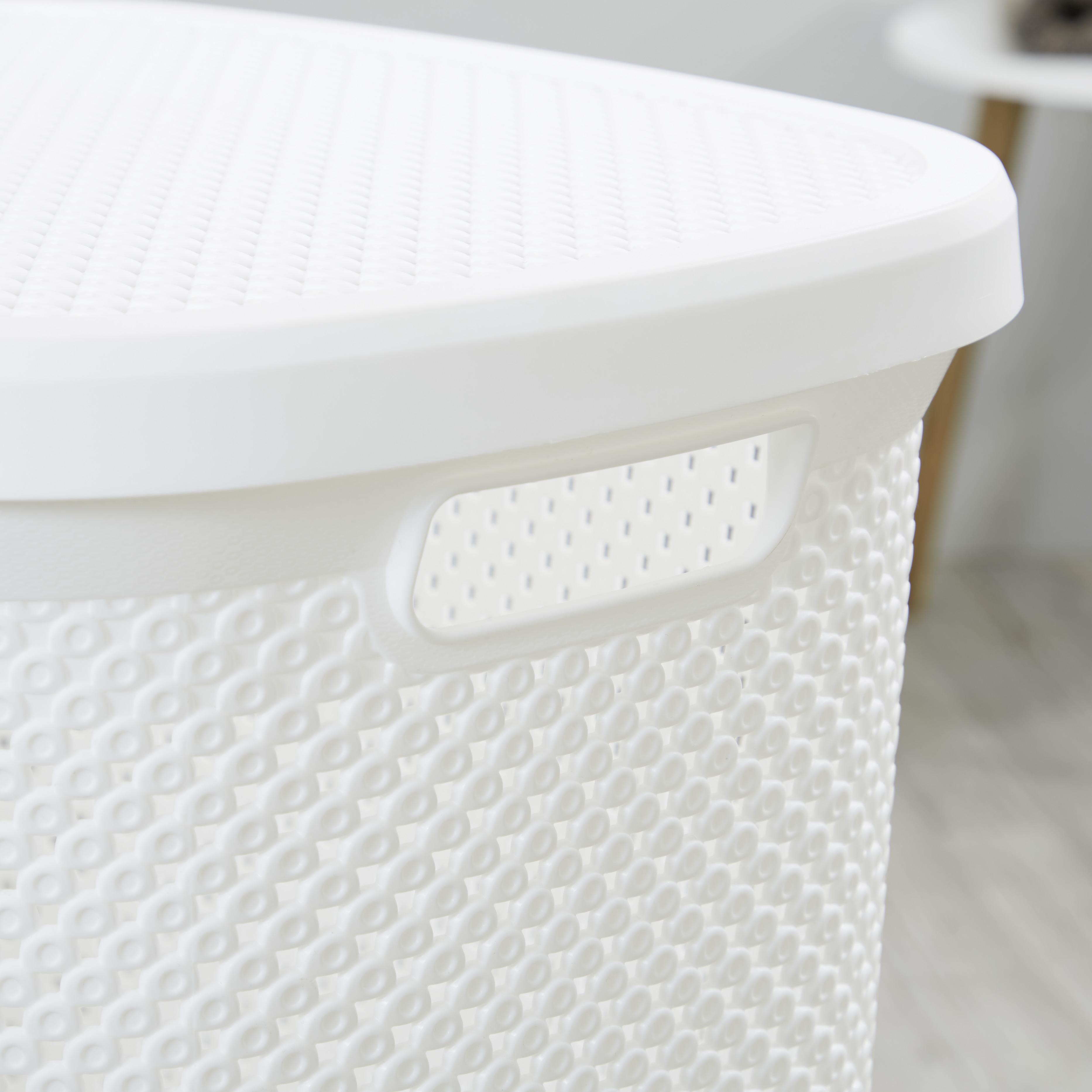 Wäschetonne DIAMOND aus Kunststoff in Weiß 60 Liter Detail Griff