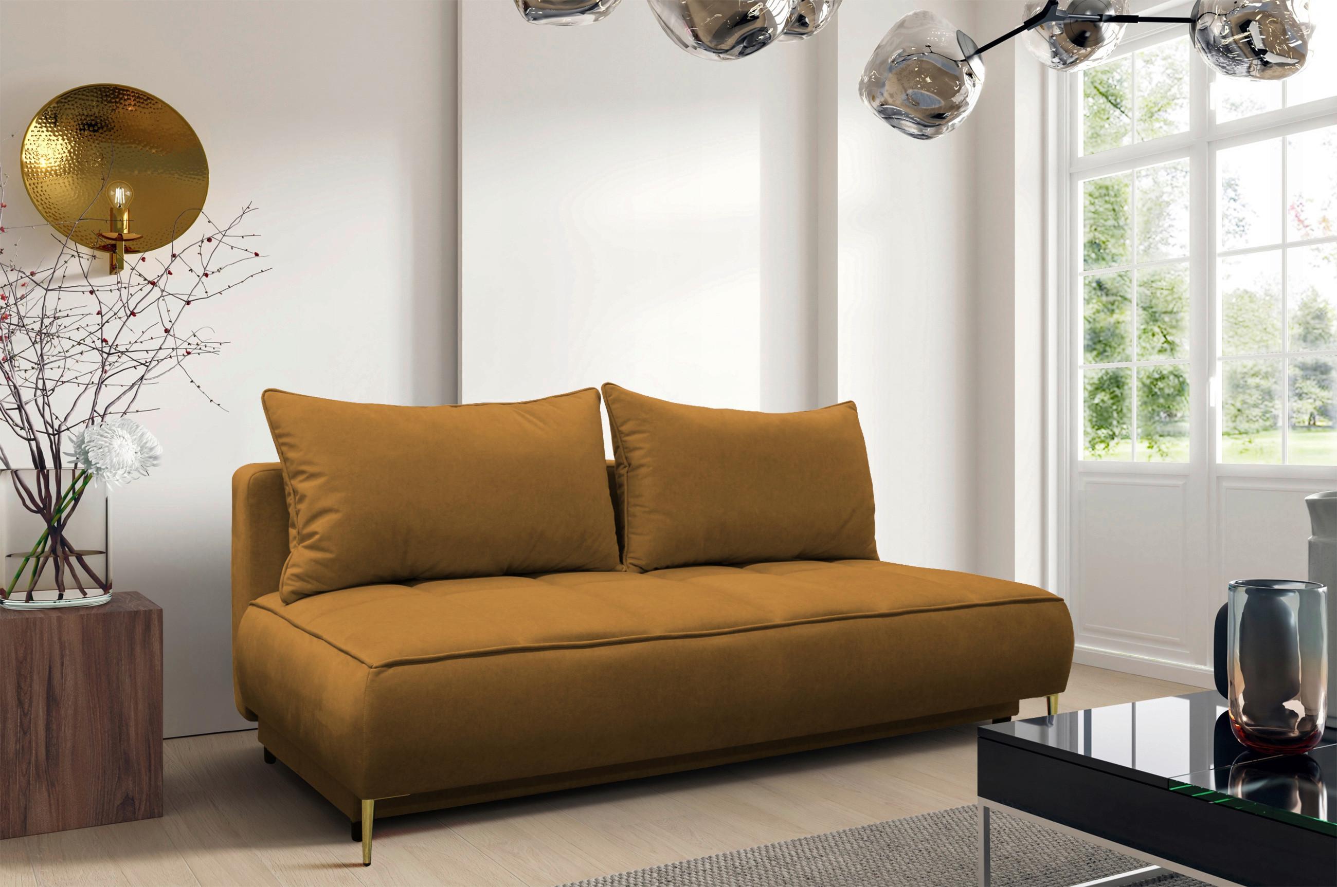 Schlafsofa Zoom Rostfarben B: 200 cm - Rostfarben/Goldfarben, Design, Textil (200/90/97cm) - MID.YOU