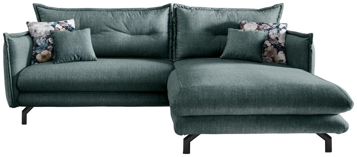Ecksofa Lava Hellblau S: 255/180 Cm - Türkis/Schwarz, MODERN, Textil (255/180cm) - Livetastic