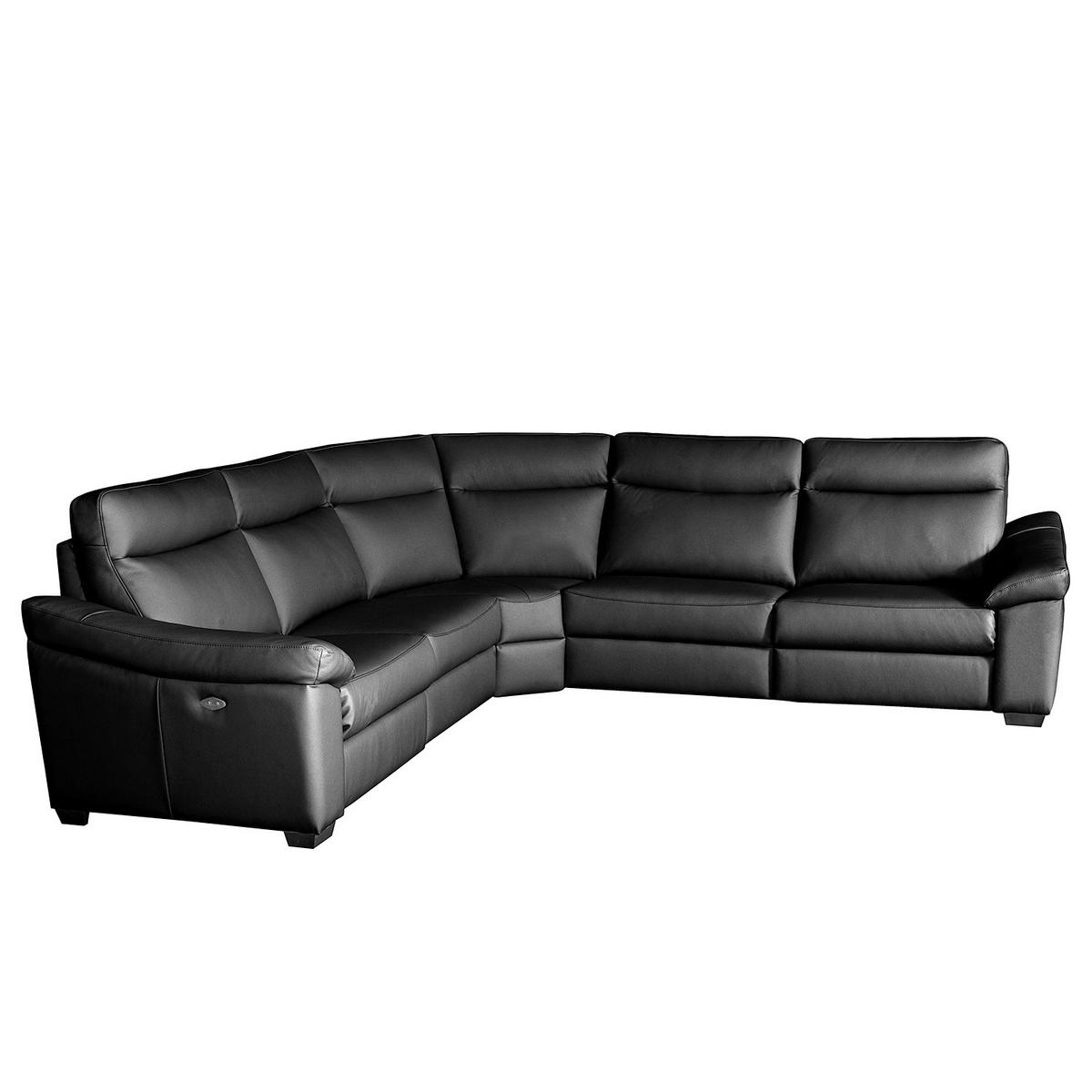 Ecksofa Dakar Schwarz B: 299x299 Cm - Schwarz, Design, Leder (299/299cm) - Livetastic
