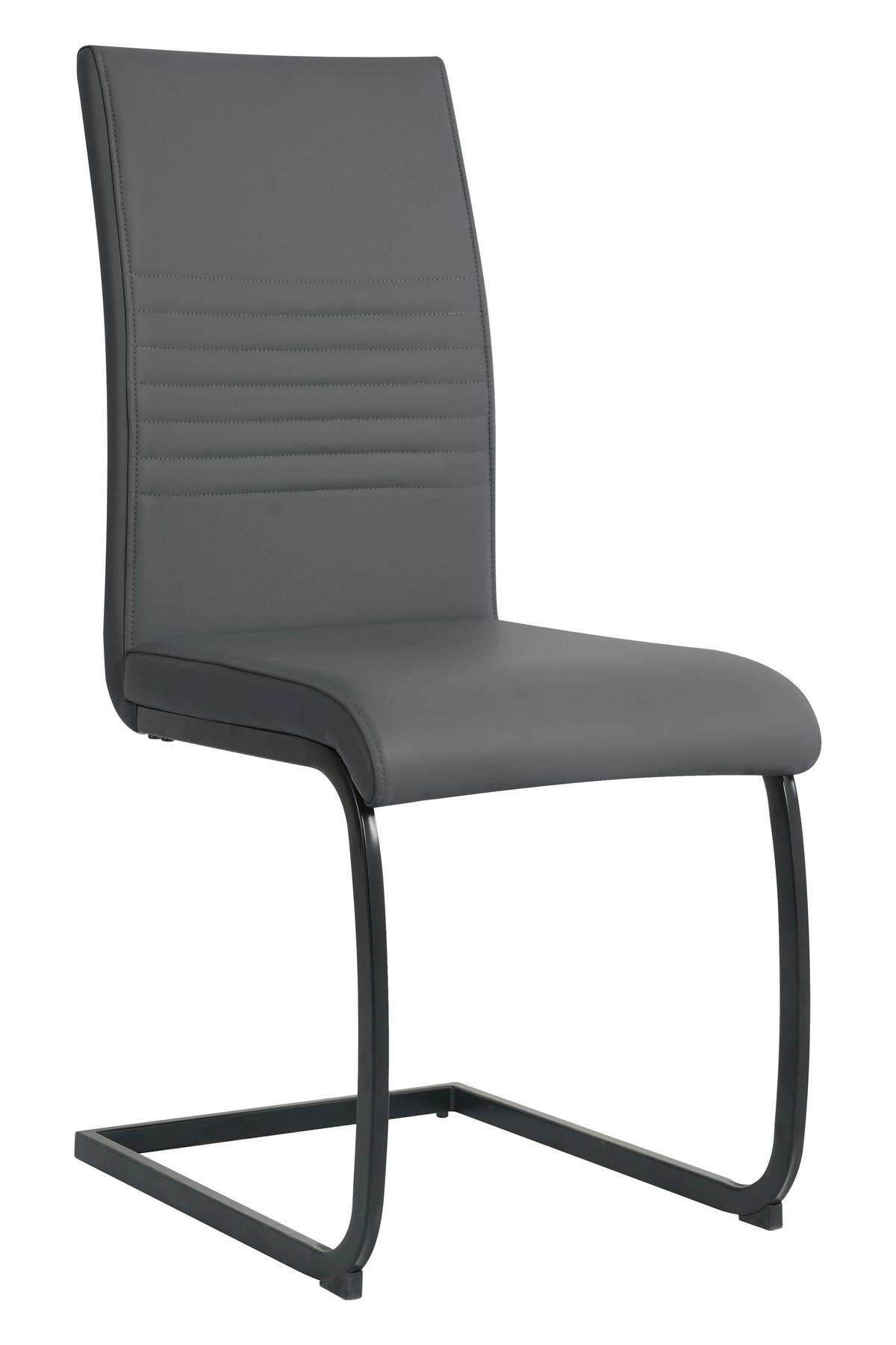 Stuhl-set Lederlook Grau, B: 42cm - Schwarz/Grau, Design, Kunststoff/Textil (42/97/59cm) - Livetastic