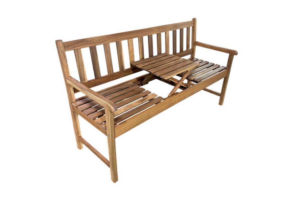 2-Sitzer mit Bank LxBxH: ca. 153x57x88 cm - Akaziefarben, Basics, Holz (153/57/88cm) - Prestige Home
