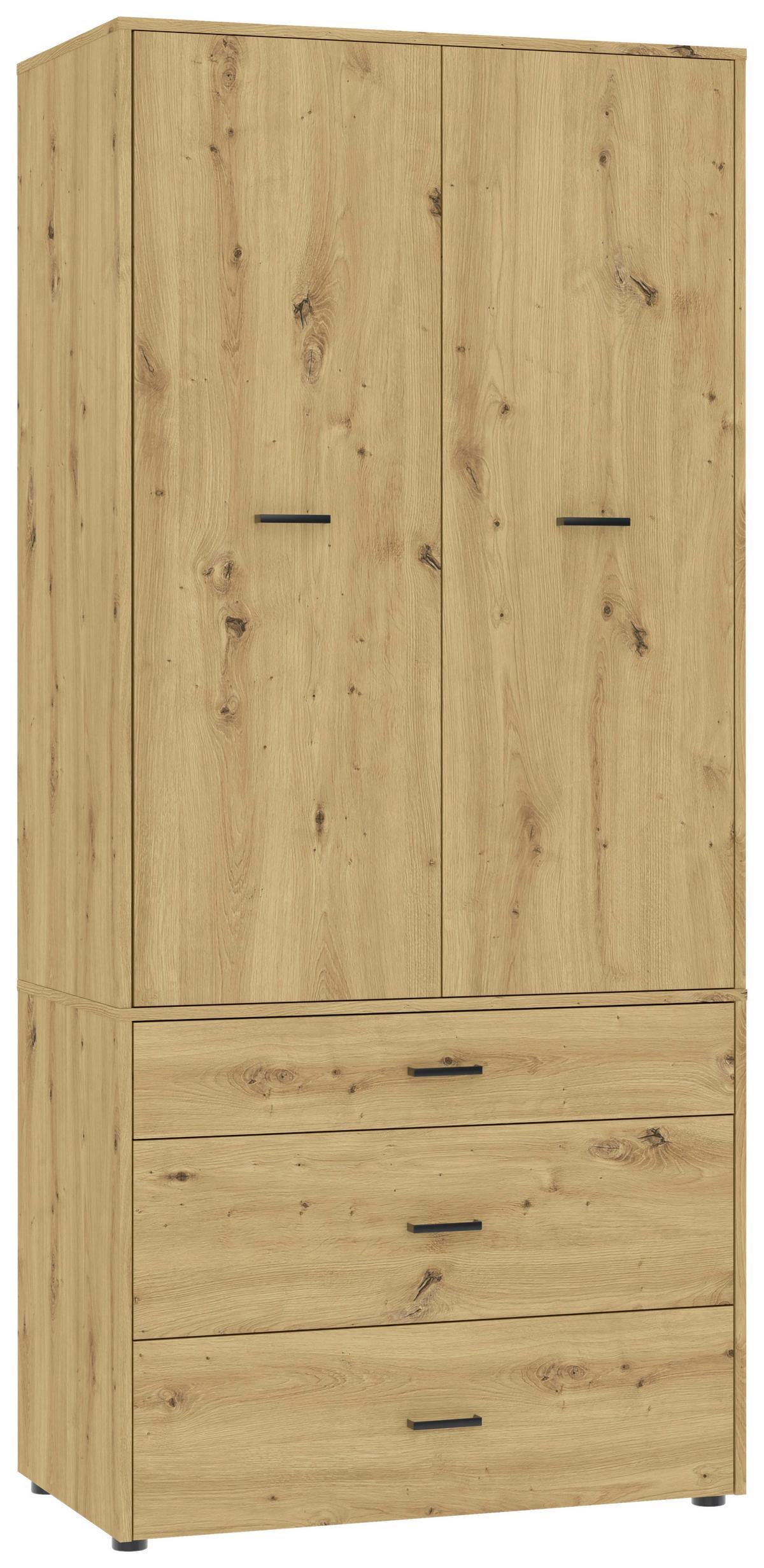 Kleiderschrank Kivo Weiß, B: 90 cm - Eiche Artisan, Basics, Holzwerkstoff (90/199,6/52,1cm)