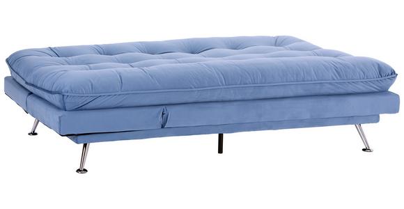 3-Sitzer-Sofa + Schlaffunktion Palermo Hellblau, Samt - Chromfarben/Dunkelblau, Design, Holz/Textil (189/92/103cm) - Luca Bessoni