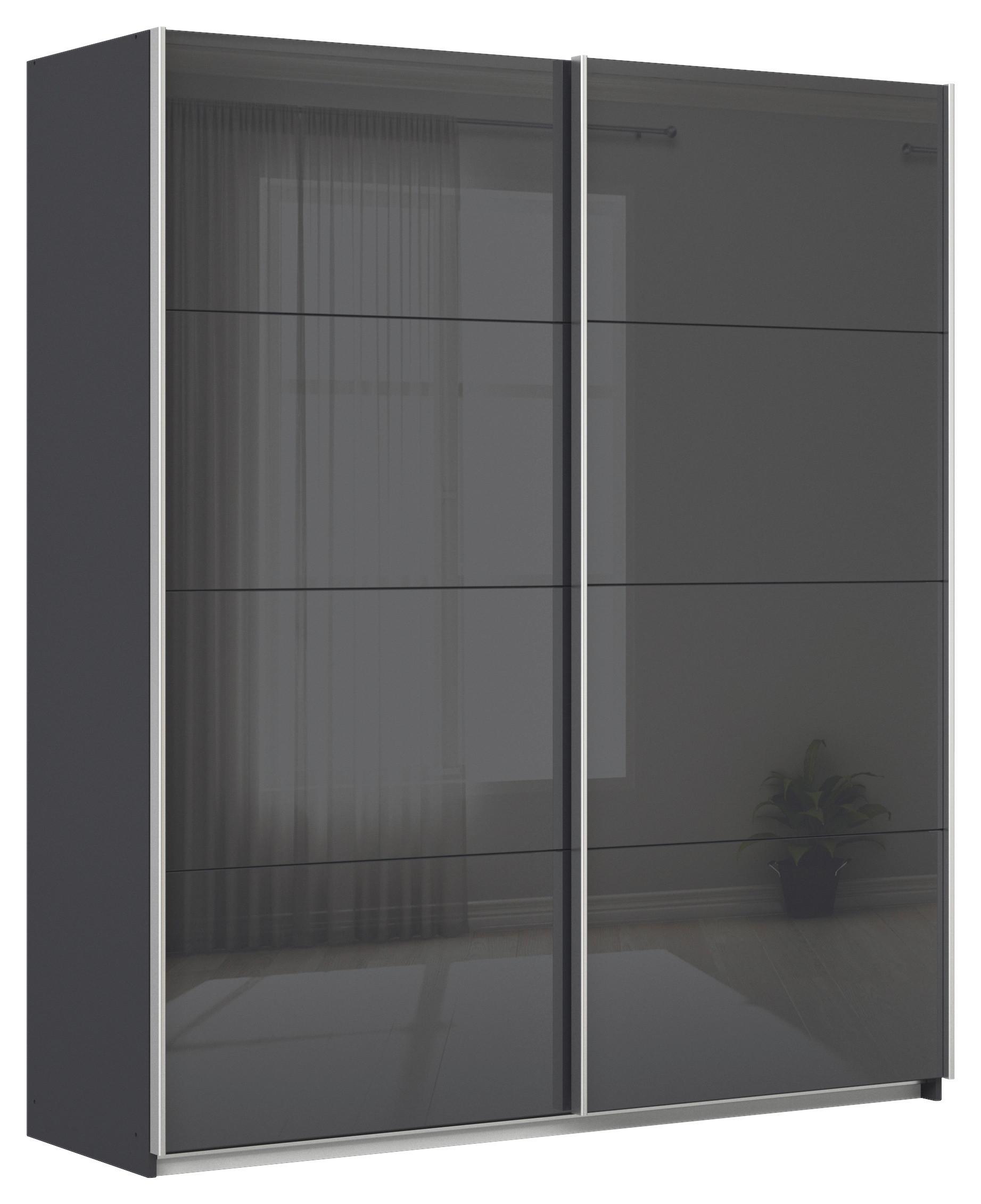 Schwebetüresnchrank B: 181cm Feldkirch Grau - Anthrazit/Anthrazit Hochglanz, MODERN, Glas/Holzwerkstoff (181/210/62cm)