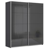 Schwebetüresnchrank B: 181cm Feldkirch Grau - Anthrazit/Anthrazit Hochglanz, MODERN, Glas/Holzwerkstoff (181/210/62cm)