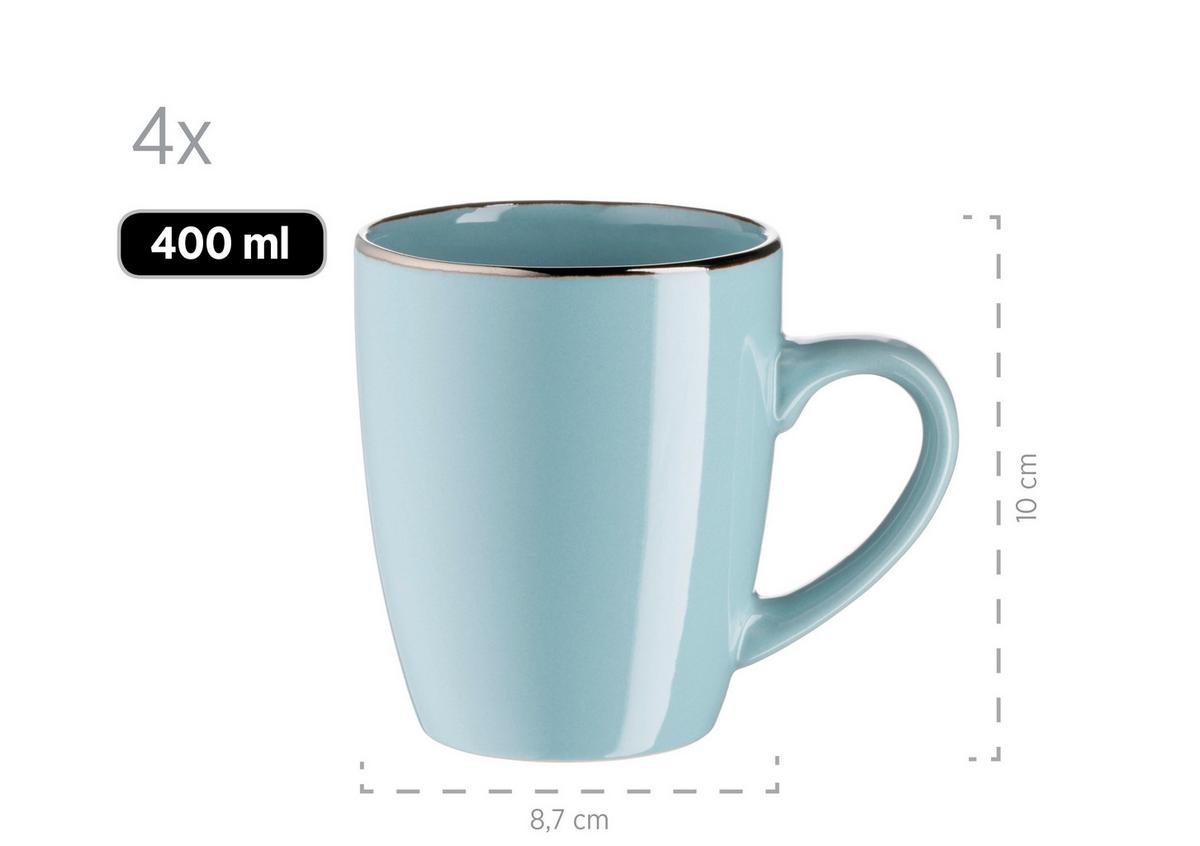 Kombiservice Metallic Rim 4 Personen Geschirr Set - Blau, Basics, Keramik (34/31,5/32cm) - Mäser