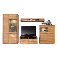 Wohnkombination teilmassiv 4--teilig. Sena Buchefarben - Buchefarben, Design, Glas/Holz (357/209/51cm) - Livetastic