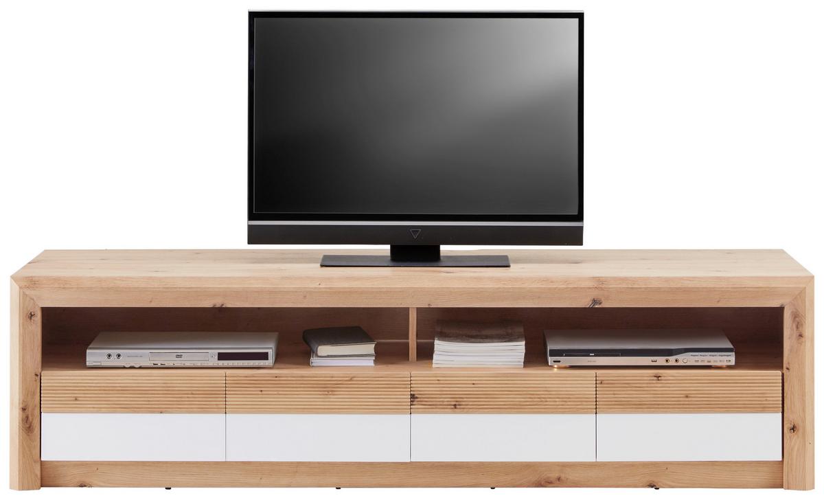 Wohnkombination 5 -teilig. Mit Led Kashmir New 5 Eiche Dekor/weiß - Eichefarben/Weiß, MODERN, Holzwerkstoff (285/192/49cm) - James Wood