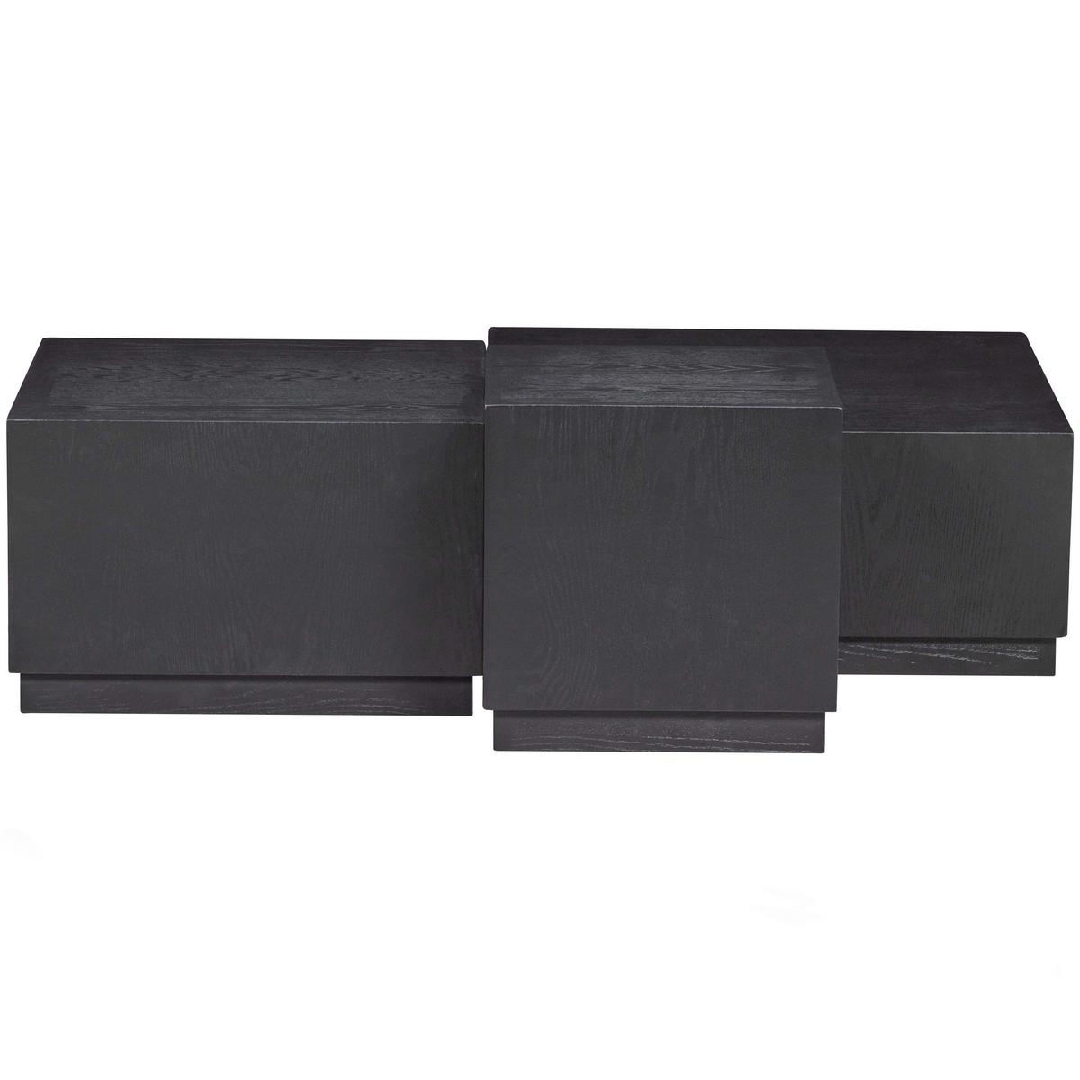 Beistelltischset Pim Schwarz 3-Teilig - Schwarz, Design, Holzwerkstoff - Livetastic