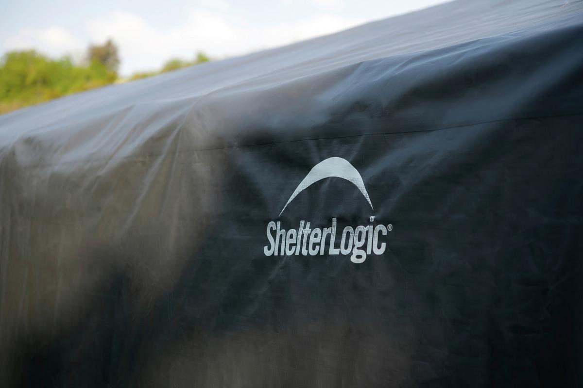 Zeltgarage Weidezelt Garage 18 M² - Grau, Basics, Kunststoff (370/260/490cm)