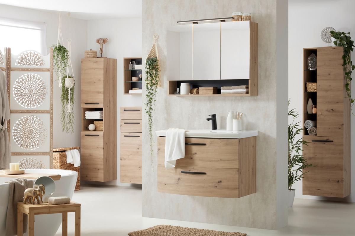 Skříňka s umývadlem FLORENZ -EXKLUSIV- - bílá/černá, Moderní, kov/kompozitní dřevo (90/60/45cm) - Mömax