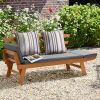 Gartenbank Holz 2-Sitzer Borkum Mit Sitzauflage - Akaziefarben/Grau, MODERN, Holz/Textil (198/78/68cm) - Greemotion