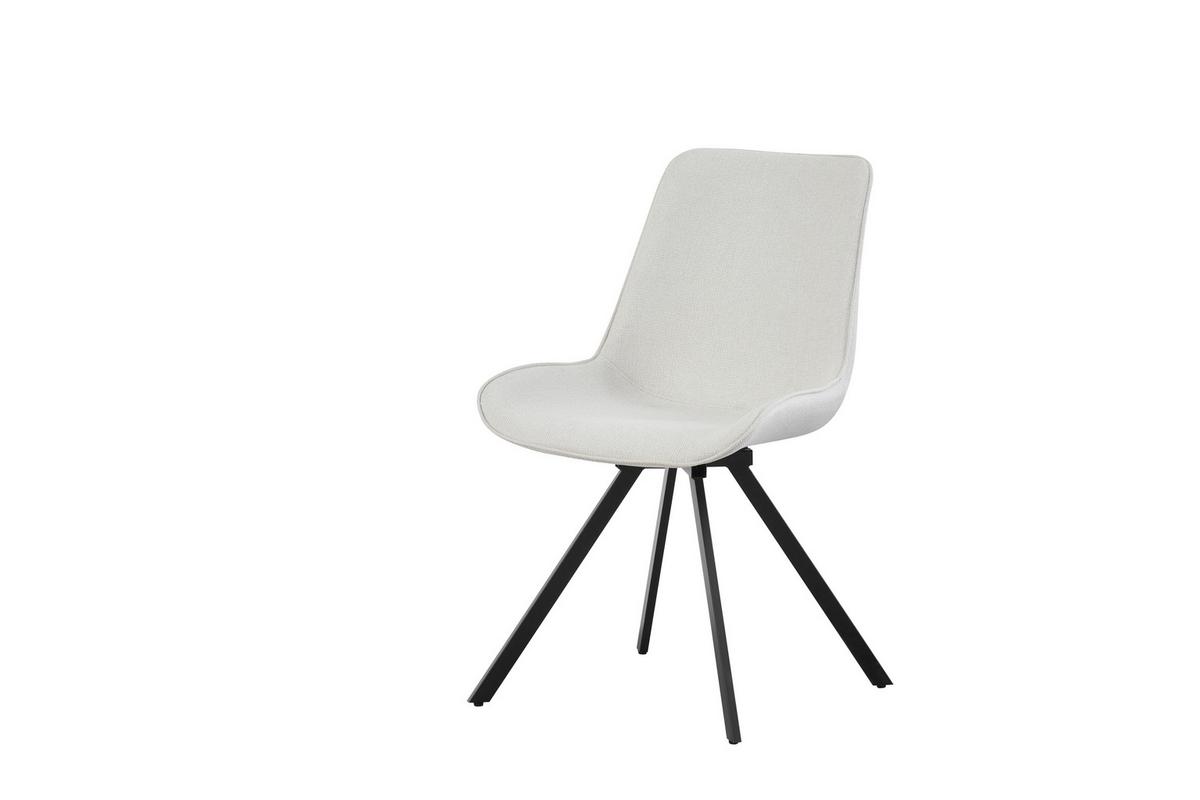 Stuhl-Set Emilia Creme B: 52 cm - Creme/Schwarz, MODERN, Textil/Metall (52/85/61cm) - MID.YOU