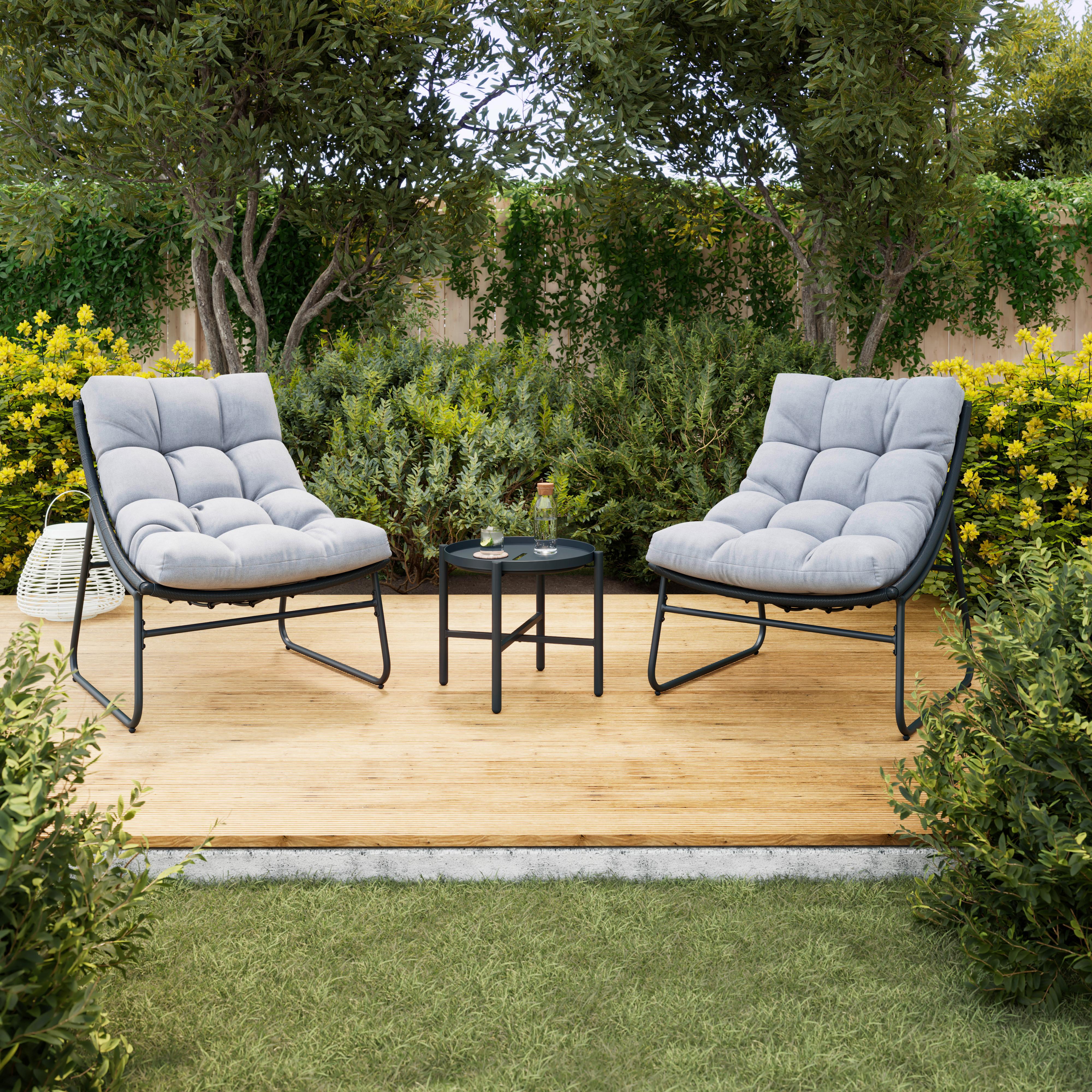 BALKÓNOVÁ ZOSTAVA ELIA - sivá/tmavosivá, Modern, kov/textil - Bessagi Garden