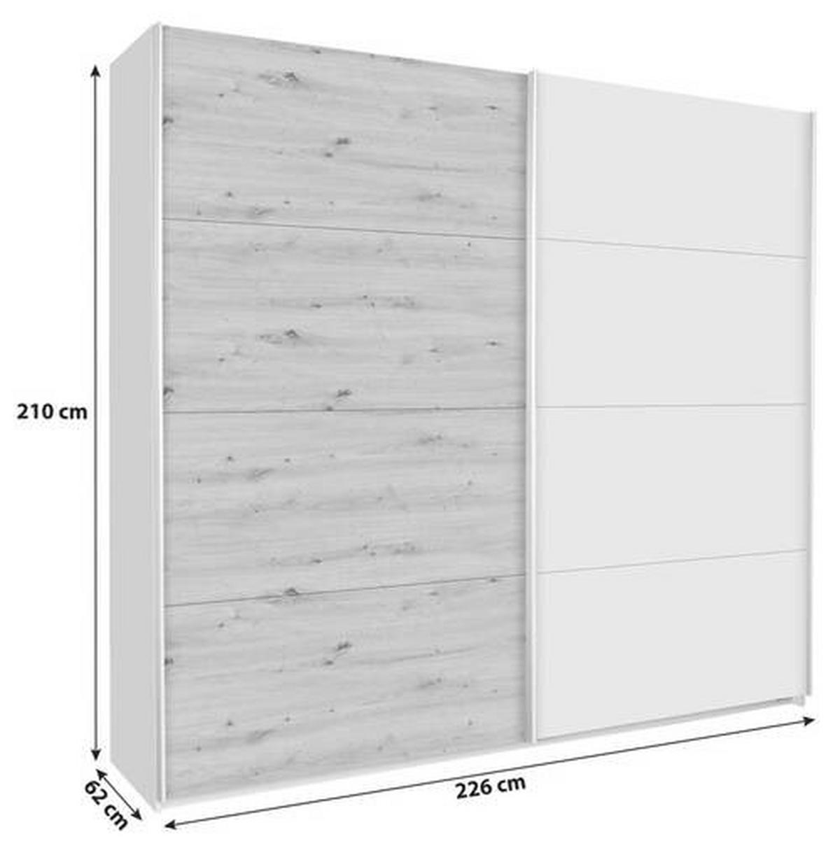 Skriňa s posuvnými dverami Feldkirch 8, 226/210 cm - sivá/farba duba, Modern, kov/kompozitné drevo (226/210/62cm)
