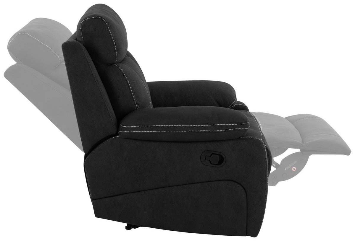 Relaxačné kreslo EMBER, čierna, s relaxačnou funkciou - čierna, Konventionell, kov/textil (98,5/103/96cm) - Livetastic