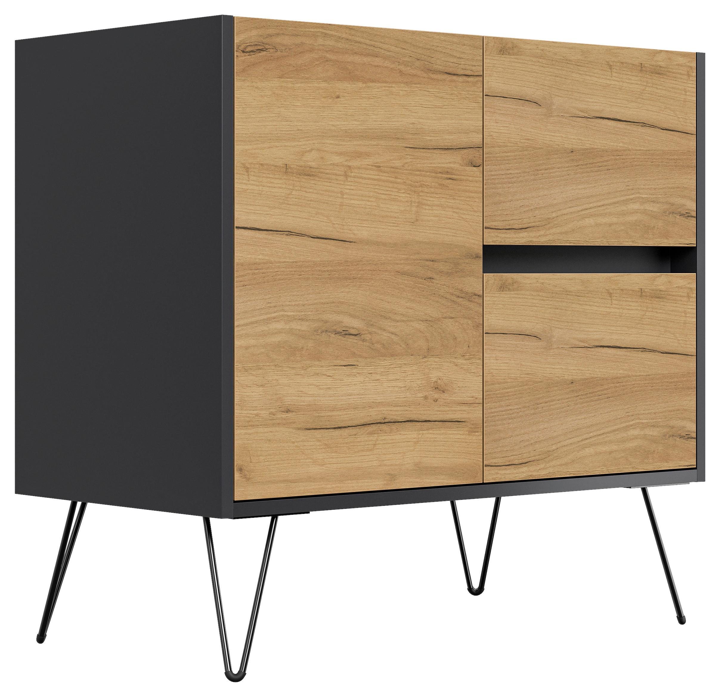 Sideboard Posseik Industrial Eichefarben/Graphit B: 79 cm - Eichefarben/Schwarz, Design, Holzwerkstoff (79/75,8/42cm) - P & B