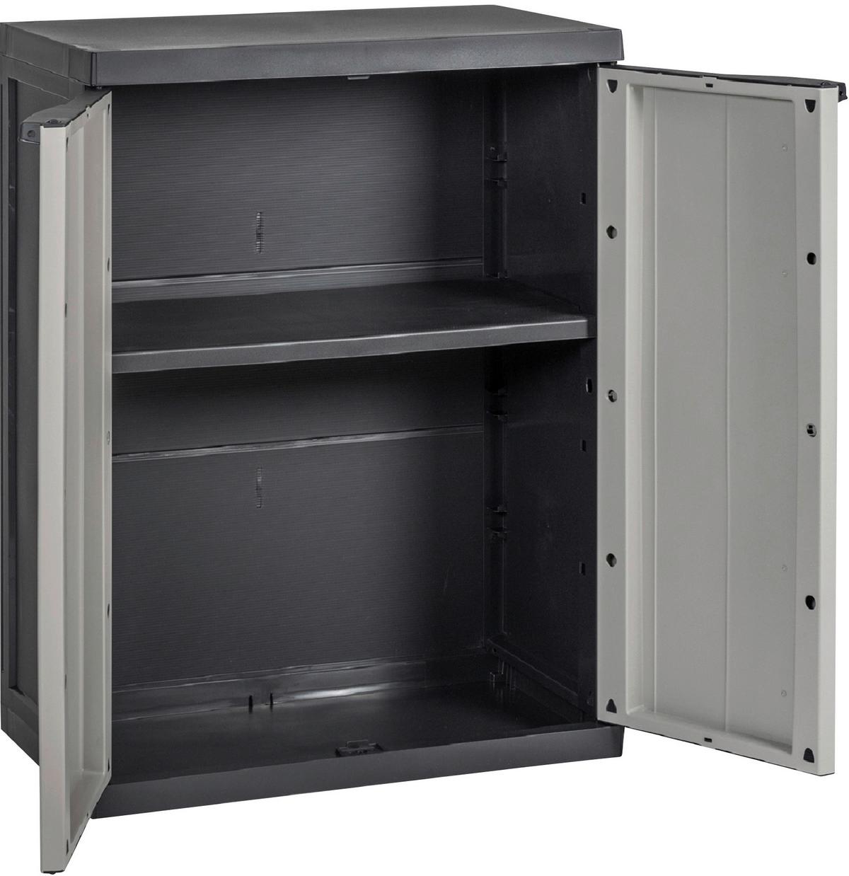 Werkzeugschrank Bio Midi Klein 65x85x37 cm versperrbar - Hellgrau/Schwarz, Basics, Kunststoff (65/85/37cm)