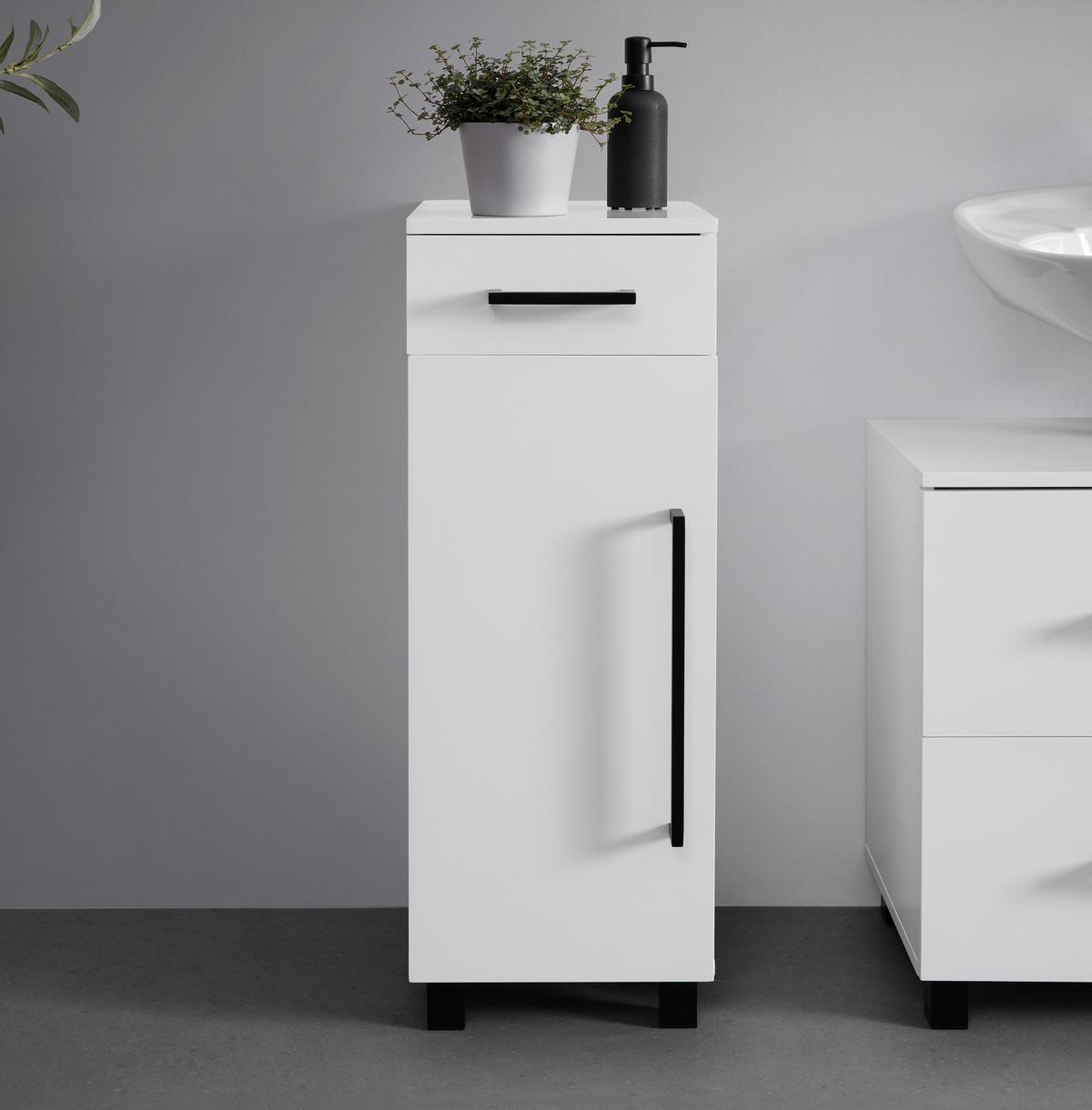 Spodní skříňka MARIANNE bílá - bílá/černá, Moderní, kov/kompozitní dřevo (30/84/35cm) - Bessagi Home