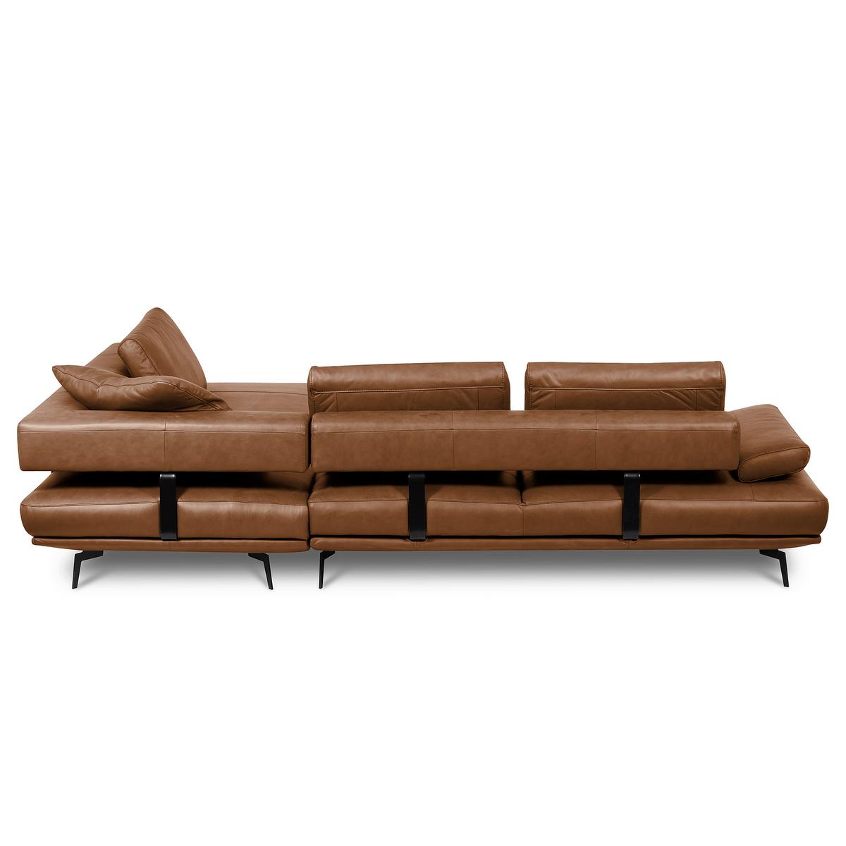 Ecksofa Como Echtleder Cognac 306x237 - Cognac/Schwarz, Design, Leder (306/237cm) - Livetastic