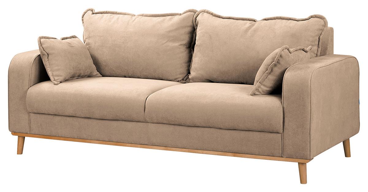 3-sitzer-sofa Beata Beige B: 193 Cm - Wengefarben/Beige, Design, Textil (193/86/87cm) - Livetastic