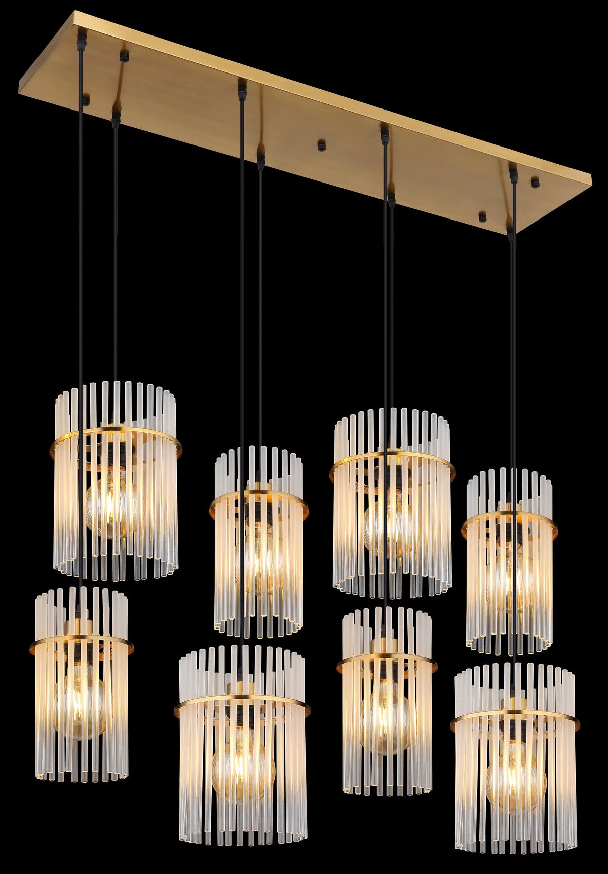 Hängeleuchte Gorley 230V, ca. 110x38x125 cm - Klar/Goldfarben, Trend, Glas/Kunststoff (110/38/125cm) - Globo
