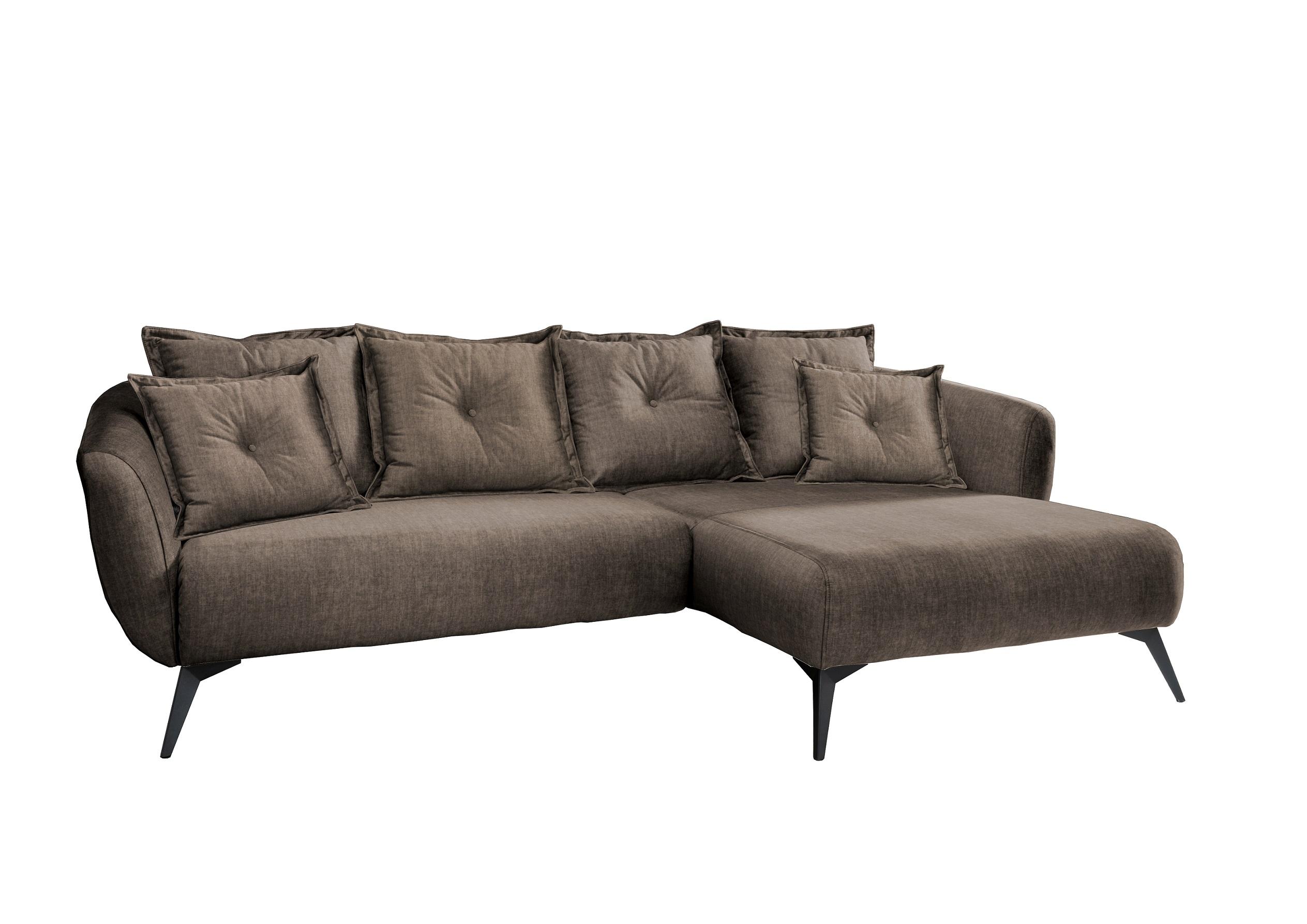 Ecksofa Baggio Mit Kissen Textil Braun - Schwarz/Braun, MODERN, Holz/Textil (277/94/162cm) - Livetastic
