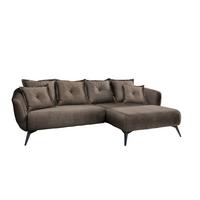 Ecksofa Baggio Mit Kissen Textil Braun - Schwarz/Braun, MODERN, Holz/Textil (277/94/162cm) - Livetastic