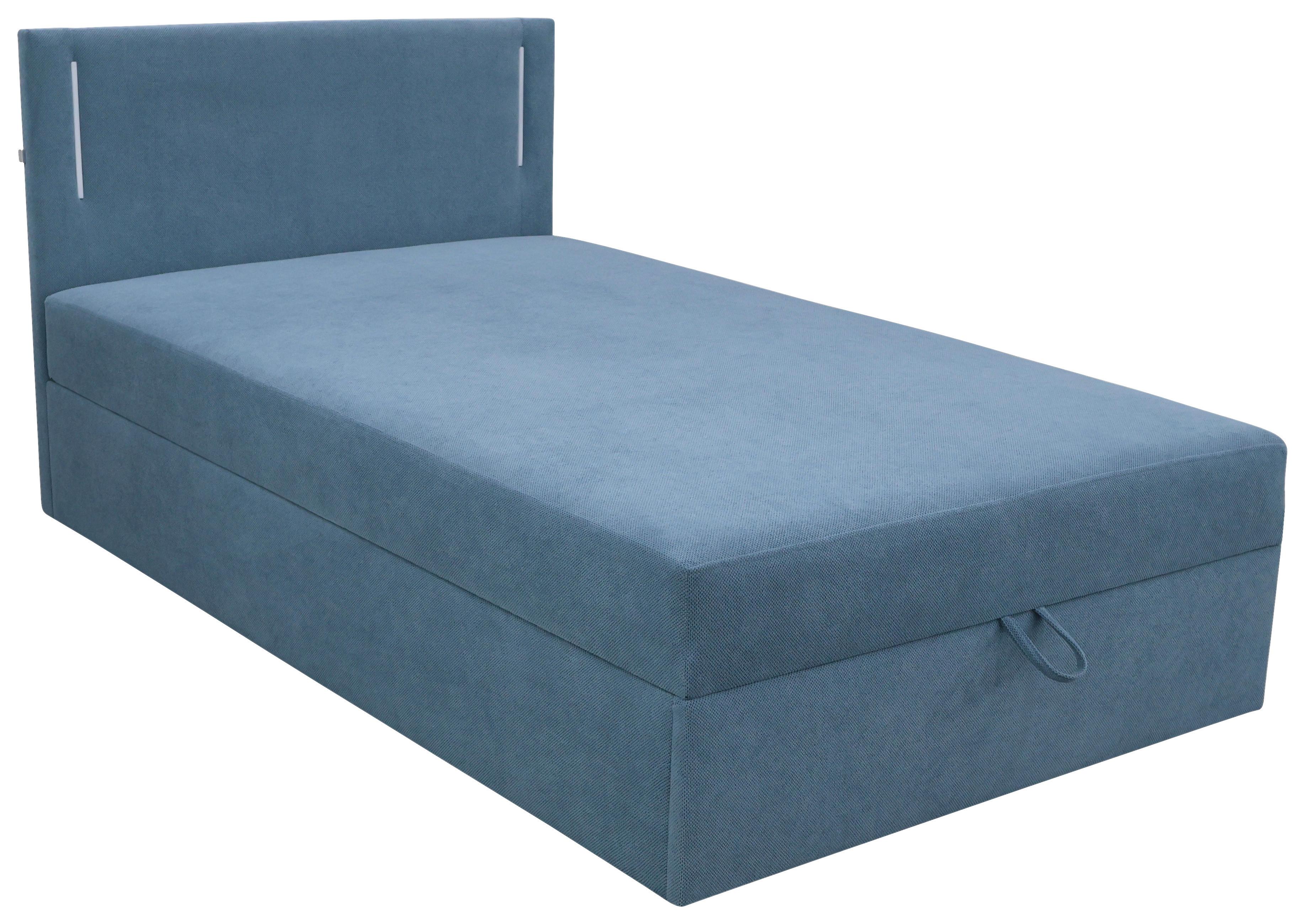 Boxbett Carlos 120 Hellblau B: 121 cm - Schwarz/Hellblau, Basics, Holzwerkstoff/Textil (121/110/210cm) - Livetastic