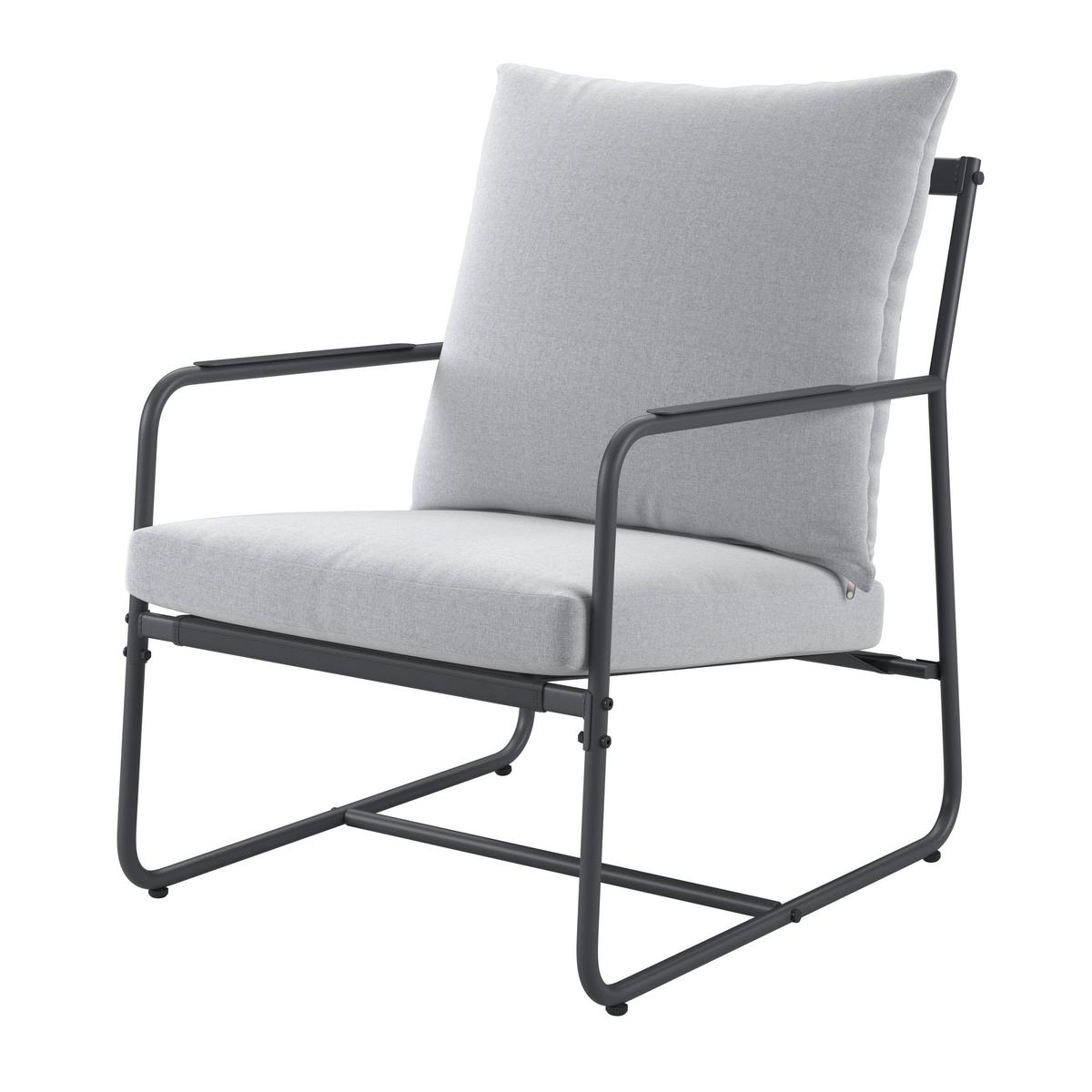 Loungegarnitur Nizza - Dunkelgrau/Hellgrau, MODERN, Textil/Metall (114/75/70cm) - Beldano