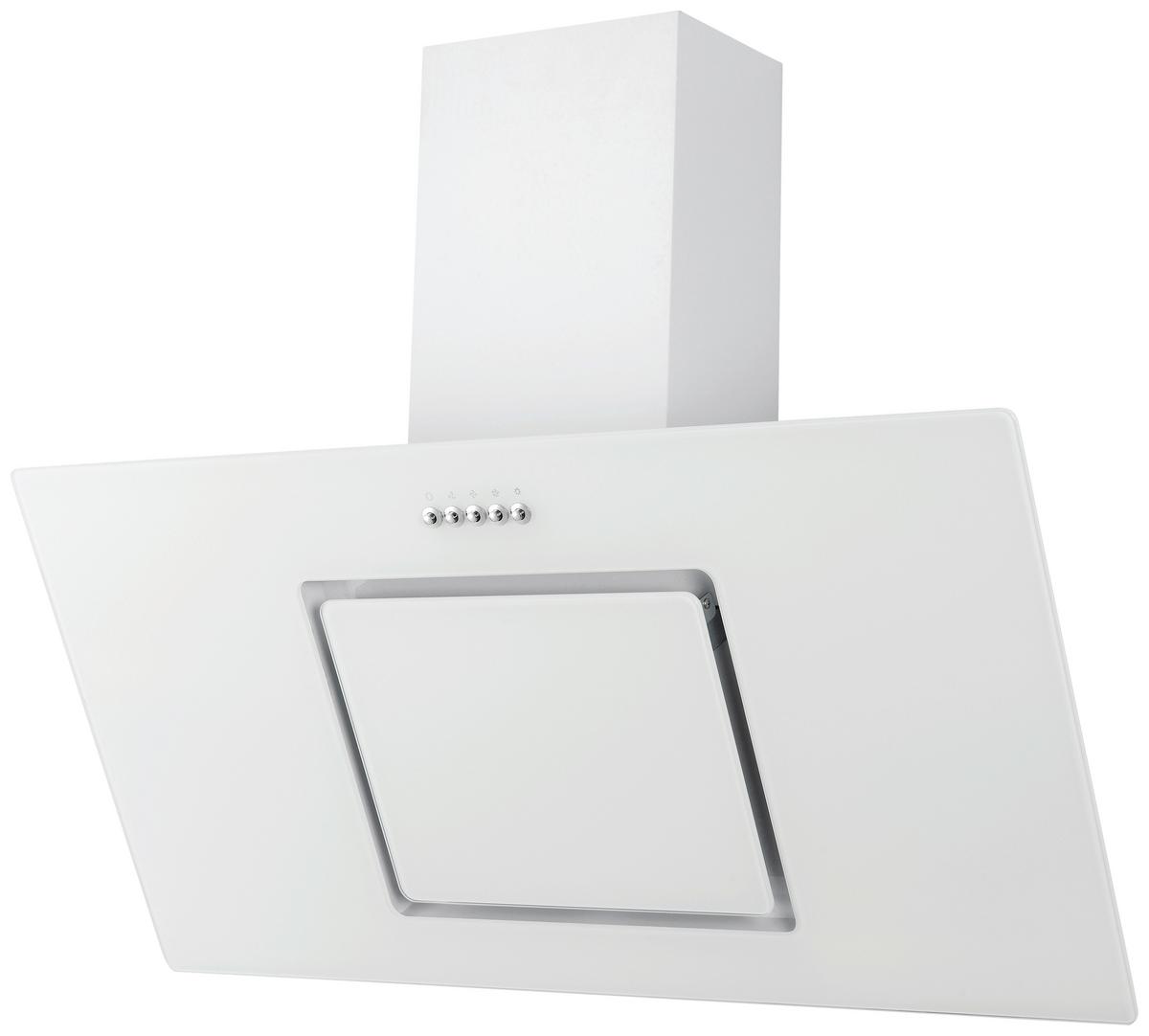 Dunstabzugshaube Svea Weiß B: 90 Cm, Led - Weiß, Trend, Glas/Metall (90/73,9-111,9/37cm) - Respekta