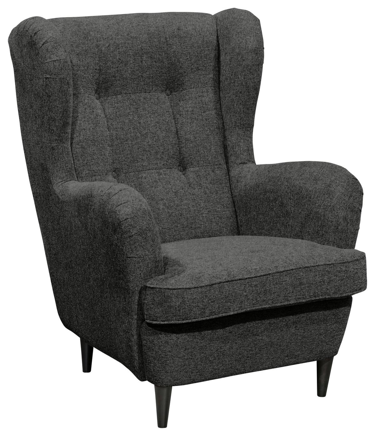 Ohrensessel Oskar Anthrazit B: 78 Cm - Anthrazit/Schwarz, Basics, Textil (78/102/98cm) - MID.YOU