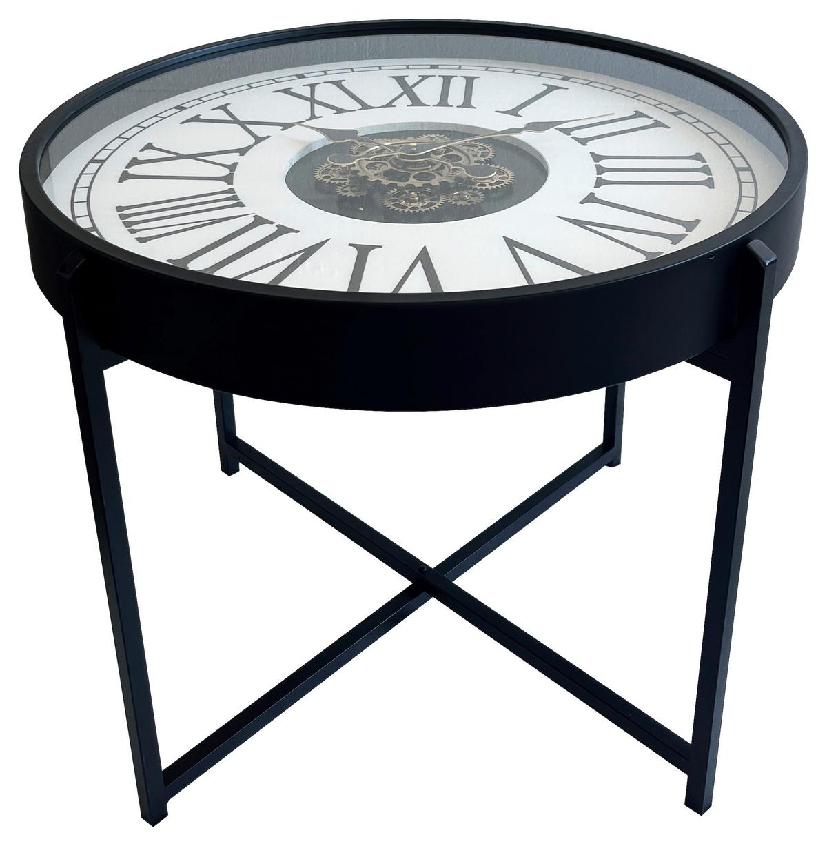 Couchtisch Rund Glas/Metall Time 4, Weiß, D: ca. 71,5cm - Schwarz/Weiß, Trend, Glas/Metall (71,5/57/71,5cm)