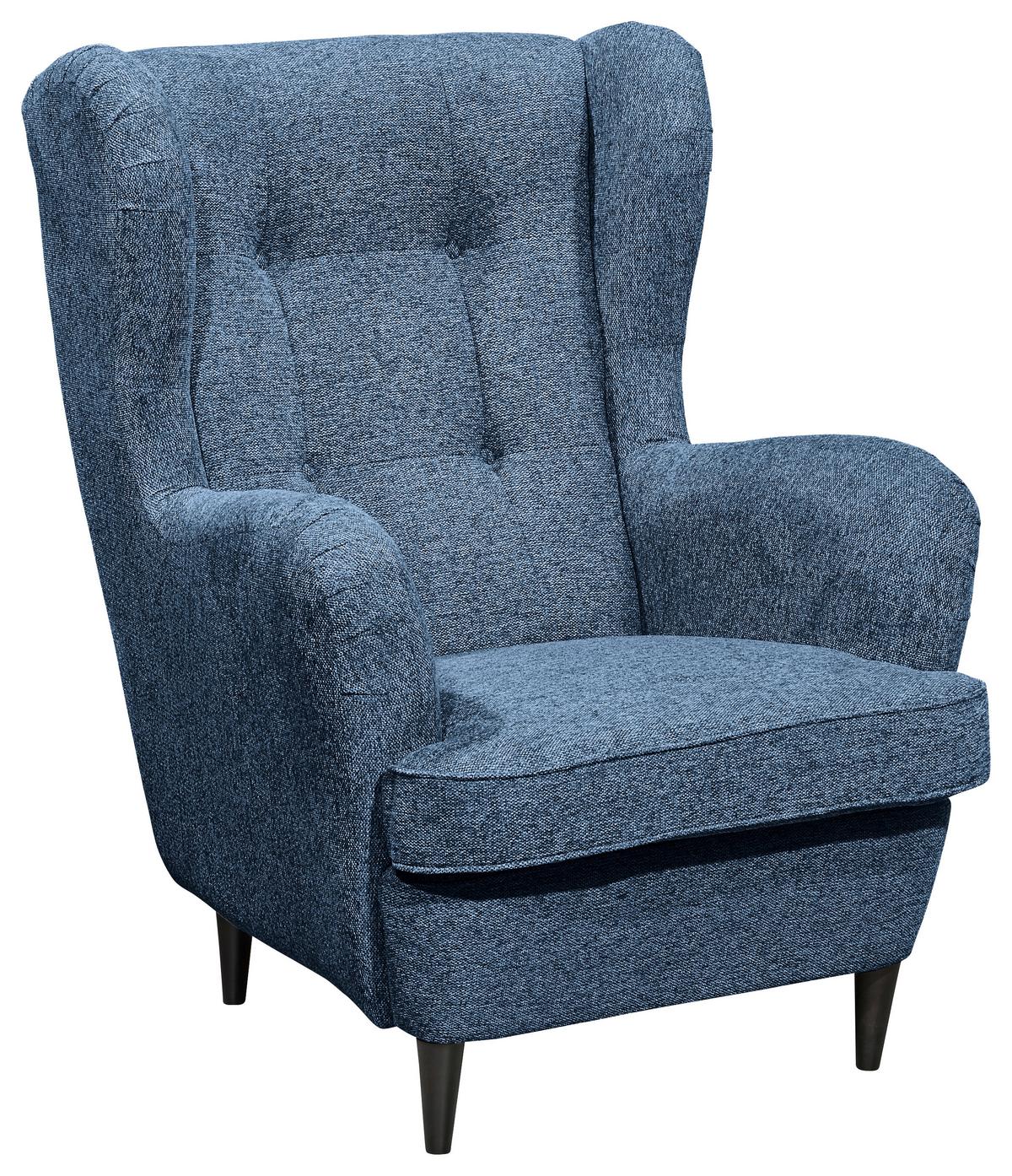 Ohrensessel Oskar Webstoff Dunkelblau - Schwarz/Dunkelblau, Basics, Holzwerkstoff/Textil (78/102/98cm) - MID.YOU