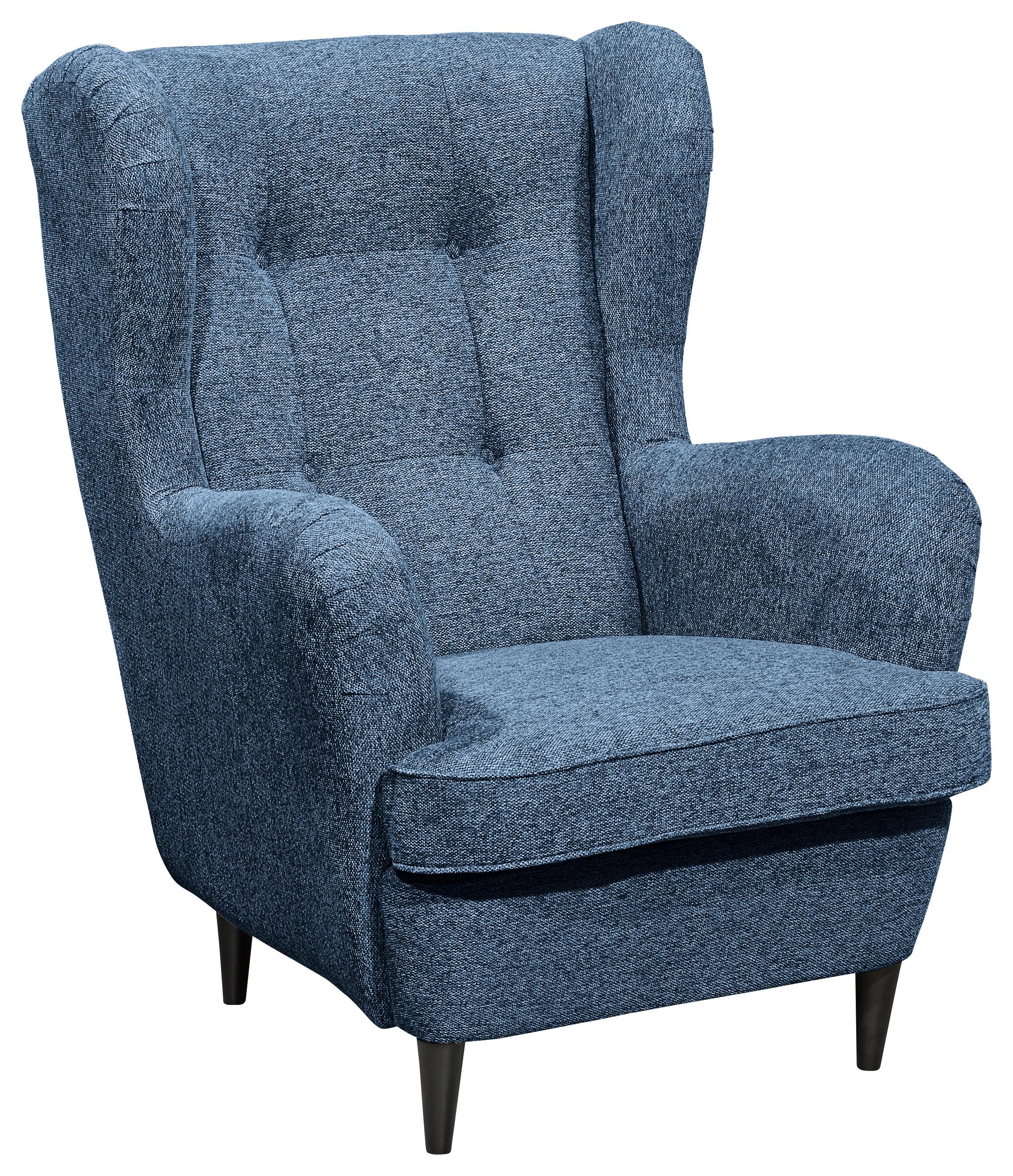 Ohrensessel Oskar Webstoff Dunkelblau