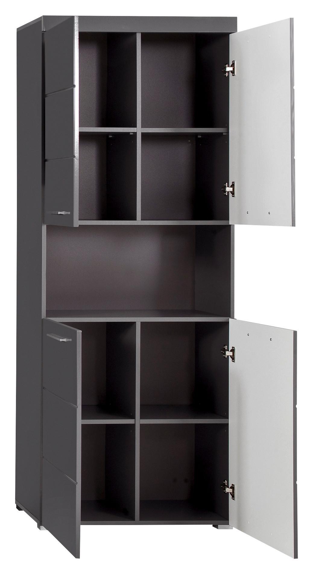 Hochschrank Amanda B: 73 cm Grau - Silberfarben/Grau, MODERN, Holzwerkstoff (73/190/31cm) - MID.YOU