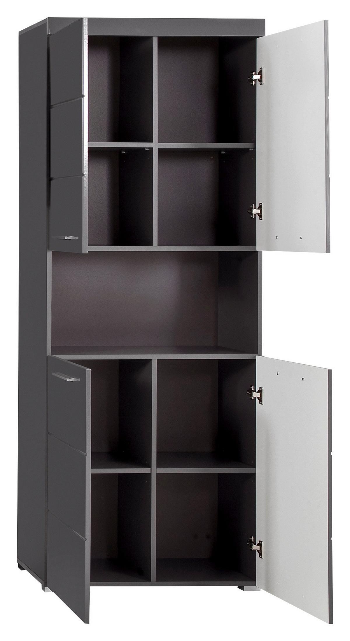 Hochschrank Amanda B: 73 cm Grau - Silberfarben/Grau, MODERN, Holzwerkstoff (73/190/31cm) - MID.YOU