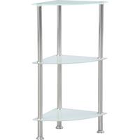 Eckregal Mit Glasfächern Glare B 30cm, Edelstahl/weiß - Edelstahlfarben/Weiß, MODERN, Glas/Metall (30/70/30cm) - Luca Bessoni