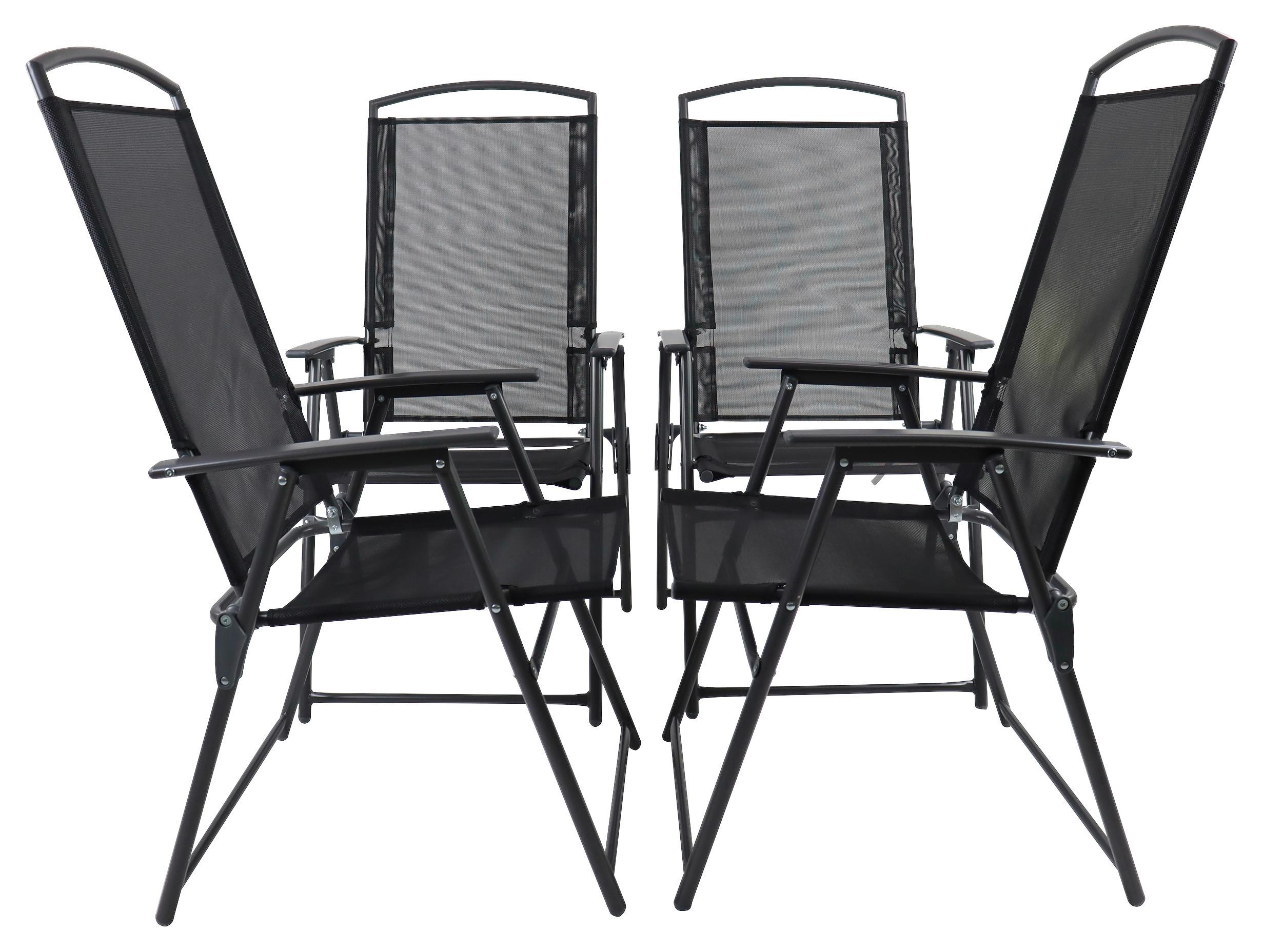 Sada zahradních židlí 4ks - antracitová, Basics, kov/textil (50/105/58cm) - Gardenson