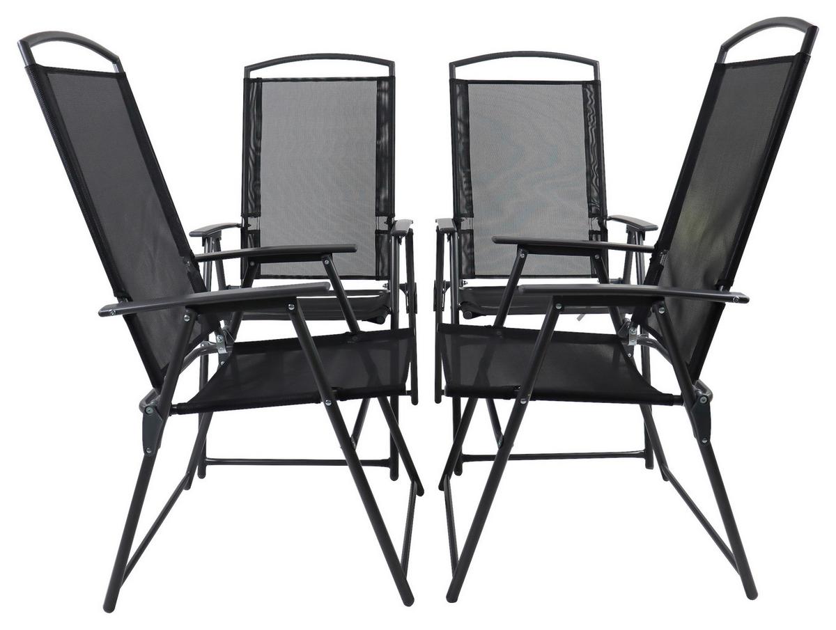 Sada zahradních židlí 4ks - antracitová, Basics, kov/textil (50/105/58cm) - Gardenson