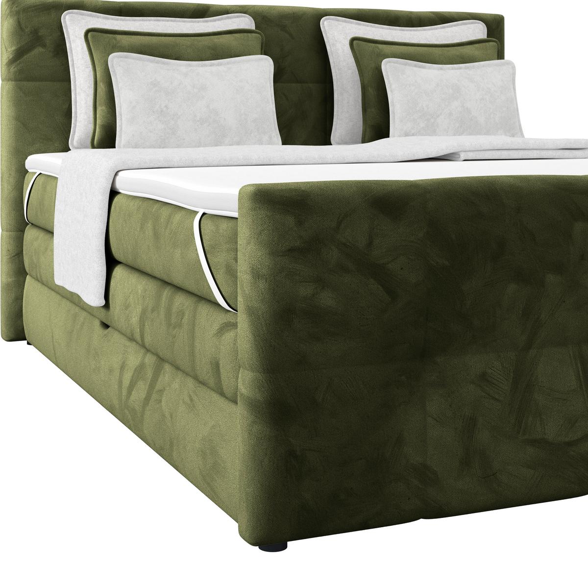Boxspringbett mit Topper und Bettkasten 160x200 cm Medino - Dunkelgrün, KONVENTIONELL, Holz/Holzwerkstoff (160/200cm) - Luca Bessoni